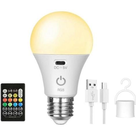 Filiyano – lampe RGB – Ampoules LED rechargeables avec télécommande E26, ampoule intelligente RGB à changement de couleur avec crochet, lampe RGB (1/5)
