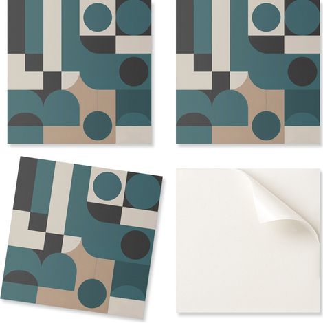 Baldosas de vinilo autoadhesivas para pasillo con formas abstractas, 9x30x30 cm.