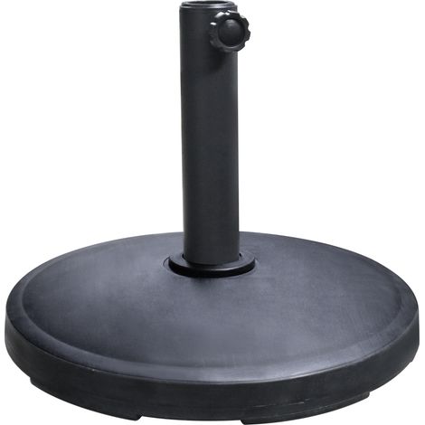 12kg black cement concrete round parasol base – Accommodates 38-48mm poles – Adjustable knob for stability – Weighs 12kg for windy conditions – Green Bay (1/7)