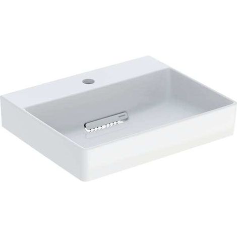 Geberit ONE - Lavabo 50x41x14 cm, troppopieno a scomparsa, con foro per miscelatore, scarico orizzontale, KeraTect, bianco 505.019.00.1