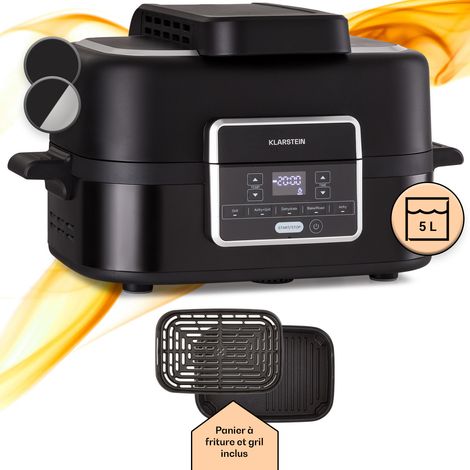 Klarstein – Friteuse sans huile 5L 1500W – Air fryer avec 5 programmes de cuisson – Température réglable 30-200°C – Nettoyage facile au lave-vaisselle