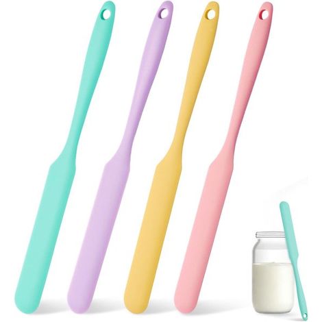Set di spatole in silicone, 4 pezzi, spatole da dessert, raschietti, 24 cm. Spatola versatile, resistente al calore, antiaderente, per cuocere e cucinare. Per lievito madre, ecc. (1/5)