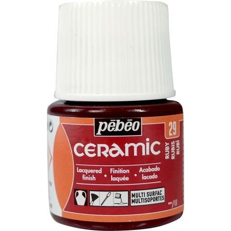 Peinture céramique décorative et résistante à FROID PEBEO 29 RUBIS 45ml (1/4)