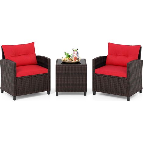 COSTWAY Set Sedie E Tavolo Esterno,Set Sedie E Tavolo In Rattan,Set Sedie E Tavolo Da Giardino,Set Rattan Giardino,Set Rattan Sedie,Set Sedie Bar,Set Sedie Ba (1/5)