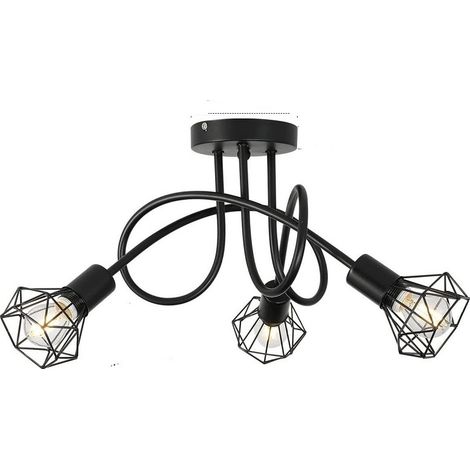 Plafonnier led orientable luminaire plafonnier cuisine 3 spot noir (1/5)