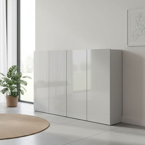 Zapatero Abdul, Mueble para Zapatos, 10 Estantes, Hecho en Italia, 34x160x115h cm Gris
