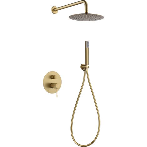 Imex - Columna Ducha Empotrada con Grifo Dorado Serie Line