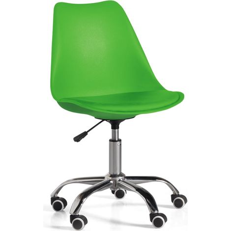 Sedia ufficio in polipropilene con seduta ecopelle base metallo CARLA VERDE (1/2)
