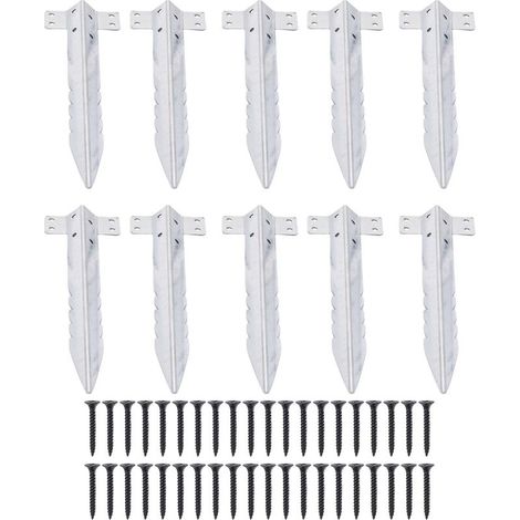 Paquet de 10 petits supports de traverses de chemin de fer en acier galvanisé bois de jardin pour plates-bandes. (1/5)
