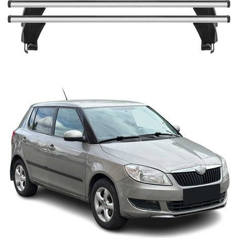 OMAC Dachträger Querträger Alu für Skoda Fabia II 2007-2014 – Abschließbar – T-Nut – City-Crash-getestet – Max. 50 kg Silber (1/5)