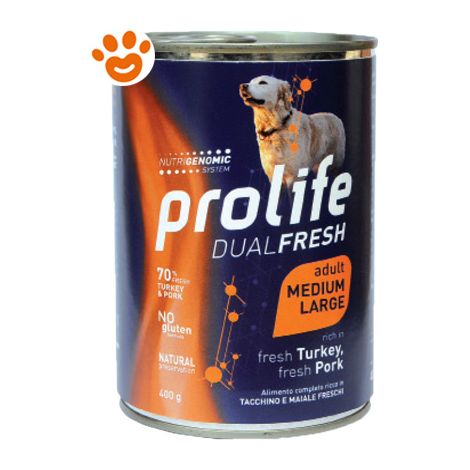 Cane - Dual Fresh Adult Medium Large Tacchino e Maiale 400 gr Prolife