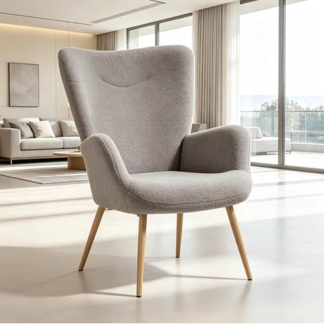Poltrona 71x74x97,5 cm in poliestere grigio, moderna e confortevole per soggiorno (1/5)