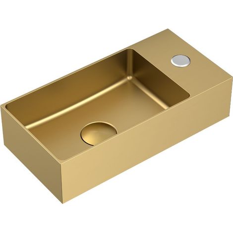 Swiss Aqua Technologies Aurum Handwaschbecken aus Edelstahl 304, 40 x 22 x 11 cm, gebürstetes PVD-Gold (SATAUR4022BG) (1/2)