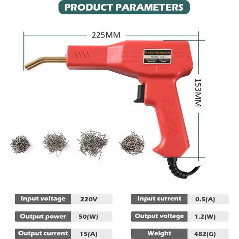 Machine à plastiquer professionnelle pour réparation de pare-chocs automobiles – Soudure et réparation de fissures plastiques – Appareil de fusion thermique avec kit complet (200 bagues de plastique)  (1/4)