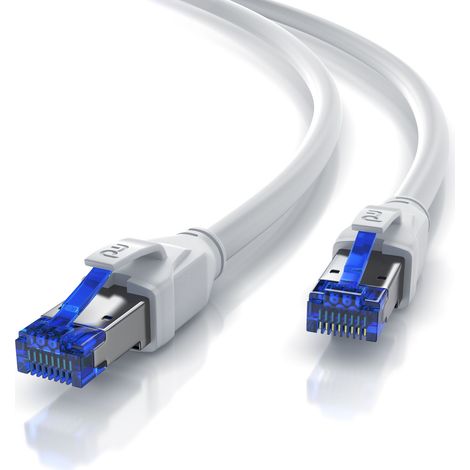 Primewire Patchkabel CAT 8 mit Baumwollummantelung - Gigabit Ethernet LAN Kabel - 40 Gbit/s - S/FTP PIMF Schirmung - Netzwerkkabel - 10m