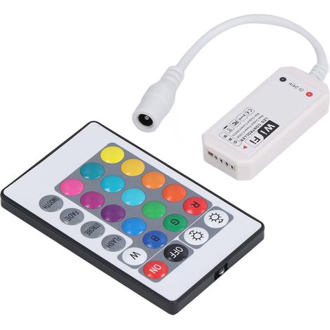 Variateur de luminosité sans fil à 24 touches pour contrôleurs LED, compatible avec les bandes lumineuses RGB et la télécommande 2,4 GHz. (1/5)