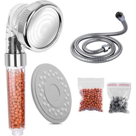 Shower Head, Anti-Limescale Shower Head with Hose, Pressure & Water Saving Shower Head, Massage Shower Head with 3 Modes & 3 Types of Filter Beads, Suitable for Bathroom (1/4)