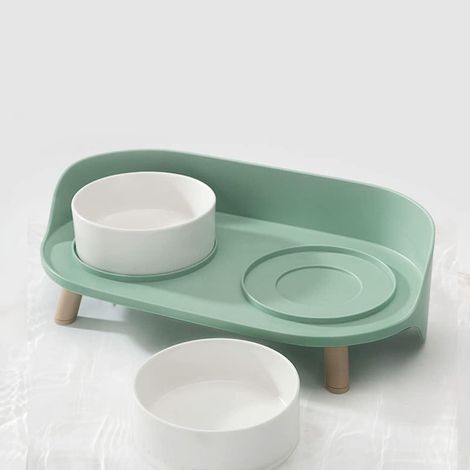 Gamelle surélevée chien chat, bol céramique avec support plastique, antidérapant, incliné, pour animaux, 2 tailles, facile à nettoyer. (1/4)
