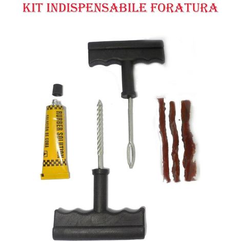Trade Shop - Kit Riparazione Foratura Gomme Pneumatici Auto Moto Camper Emergenza Gomme - (1/2)