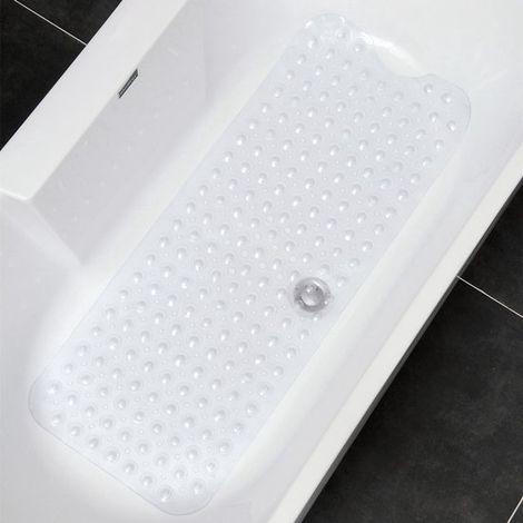 Tappetino antiscivolo per bagno - Tappetino doccia lungo 100 x 40 cm - Tappetino da bagno con ventose e fori di drenaggio - Morbido - Per il bagno (1/5)