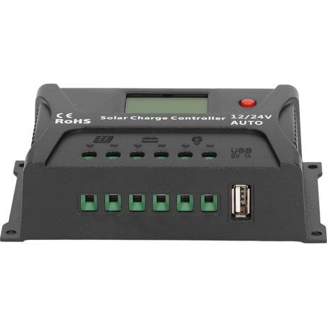 Solar-Laderegler PWM Smart 20A 12V/24V mit automatischer Erkennung, LED-Anzeige und USB-Anschluss (1/5)