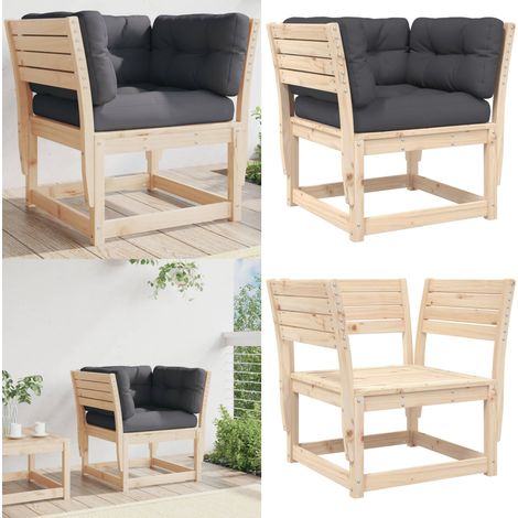 Gartensofa mit Armlehnen und Kissen Massivholz Kiefer - Gartenmöbel - Kiefernholzgartenmöbel - Gartensofa - Lounge Möbel - Terrassenmöbel - Home & Living (1/5)