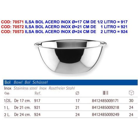 ILSA ilsa bol acero inox ø 24 cm de     2 litro   924 , ilsa bol acero inox ø 24 cm de     2 litro   924