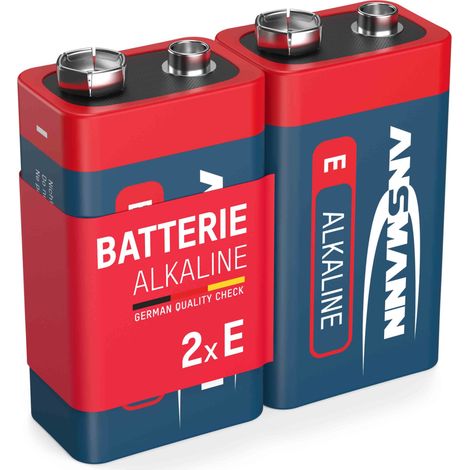 2x ANSMANN Alkaline 9V Block Batterie – E-Block 6LR61 MN1604 (2 Stück) (1/5)