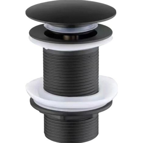 Black Pop-Up Basin Drain without Overflow, Universal Black Pop-Up Basin Drain, Drain Plug without Overflow, Automatic Pop-Up Drain for Countertop Basins, Bluede (1/4)