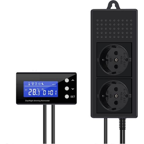 MINKUROW Enchufe Termostato Calefacción Terrario Día Noche Reptil Con Temporizador, Termostato De Atenuación Regulador De Temperatura Digital Pid 220v Para Acuario Invernadero (1/5)