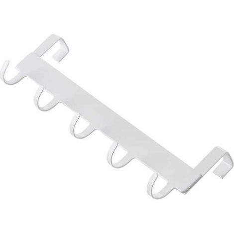 Crochets de porte à 5 crochets pour organiser la salle de bain, les vêtements, les manteaux, les chapeaux et les serviettes (blanc). (1/5)