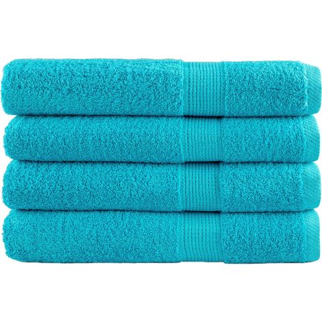 Serviettes de qualité supérieure SOLUND, lot de 4, turquoise, 100 x 200 cm, 600 g/m²