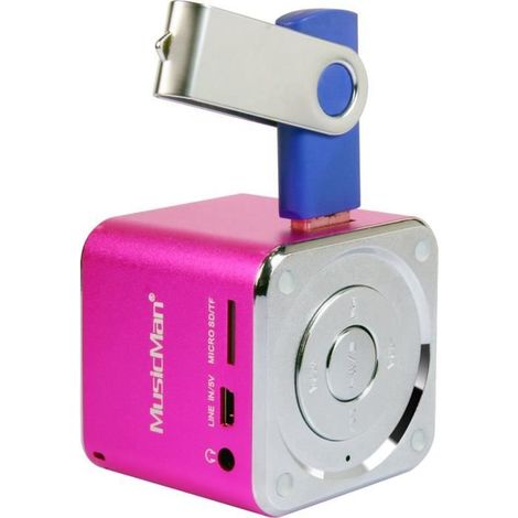 Mini tragbare Lautsprecher MUSICMAN MINI SOUNDSTATION mit integriertem MP3-Player - Rosa