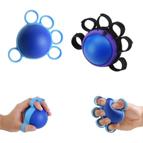 Lot de 2 balles de prhension cinq doigts entranement de rducation musculation du poignet et des couleurs multiples