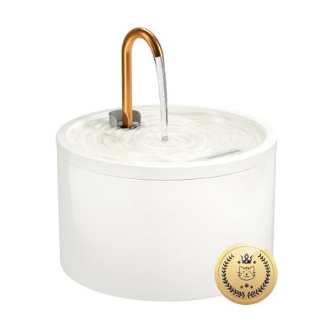 Katzenbrunnen Keramik, Trinkbrunnen für Katze 2.1L, Leiser Wasserspender Katzen, Hygienischer Pet-Brunnen mit Filtersystem, Für Mehrkatzenhaushalte, Einfache Reinigung, Weiß (1/5)
