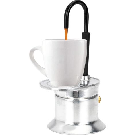 Cafetière italienne individuelle 50 ml (1 tasse de café) - Cafetière à expresso portable - Idéale pour le camping - Bec verseur en alliage d'aluminium - 50 ml (1/5)