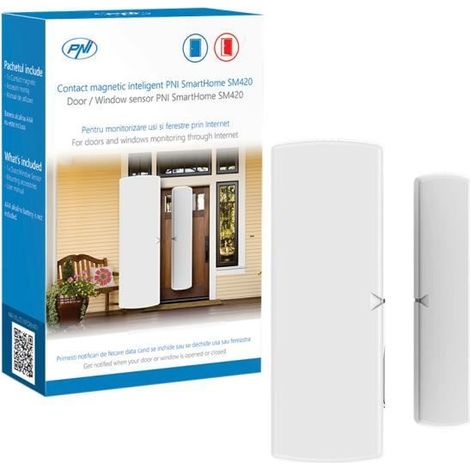 Contact magnétique Intelligent PNI SmartHome SM420 pour la Surveillance des Portes et fenêtres sur Internet