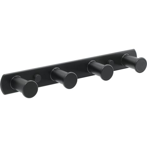Handtuchhaken Kleiderhaken Wand Garderobenhaken Schwarz Edelstahl Handtuchhalter Wandhaken mit 4 Haken Hakenleiste Kleiderhaken für Küche und Badezimmer