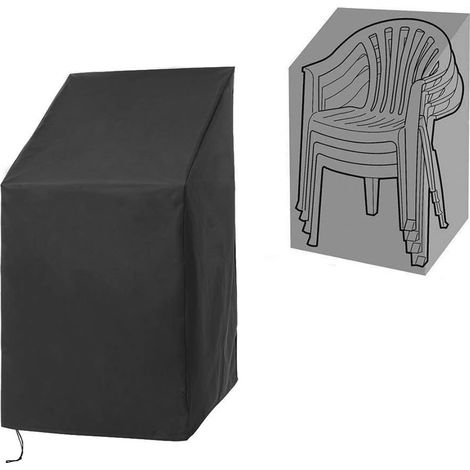 Housses de meubles de patio, housses de meubles d'extérieur imperméables, housses de chaises empilables avec cordons de serrage réglables (1/5)