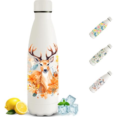 Gourde Isotherme - 500ML - Gourde Inox sans BPA, Réutilisable, Bouteille Isotherme, Processus de revêtement en Poudre, Bouteille pour Running, École, Bureau (1/5)
