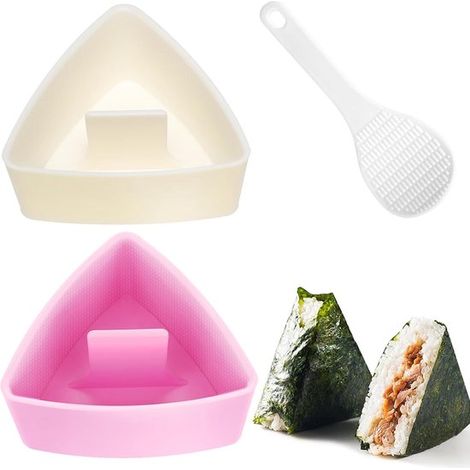 Set da 3 pezzi con pressa per palline di riso e affettatrice, stampo per palline di riso con affettatrice e cucchiaio per riso. Autentico hawaiano. (1/5)
