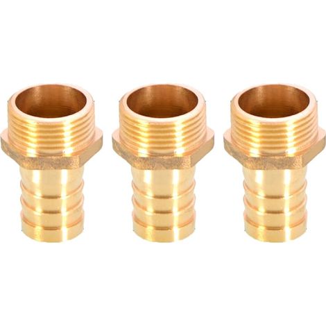 3 pièces de raccords de tuyau d&39arrosage cannelés en laiton - Coupleur connecteur 19 mm à 1,9 cm filetage BSP mâle - Raccord de tuyau adaptateur