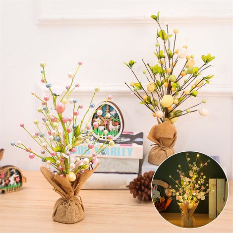 Arbre À Œufs De Pâques - Base En Ciment - Hauteur 45 Cm - Décoration Printanière Pour Intérieur Et Extérieur - 1 Pièce (1/5)