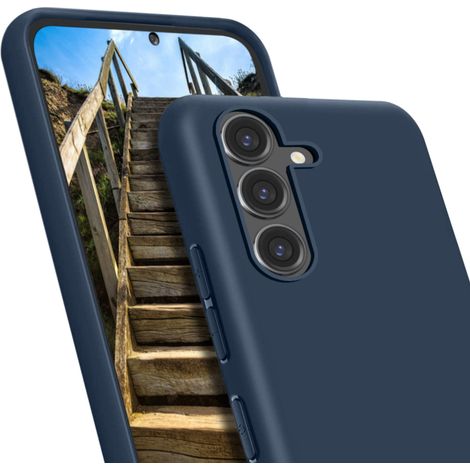 Coque pour Samsung Galaxy A54 5G en silicone mat bleu marine + verre (1/5)