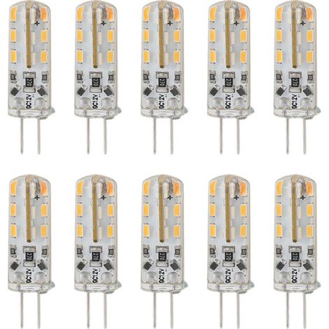 10 pièces G4 LED ampoule 1.5W DC12V blanc chaud 3000K 110LM Bi broches ampoules LED pour armoire éclairage cour (1/5)