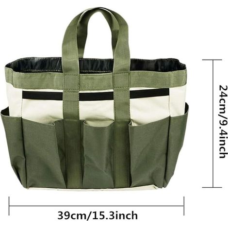Gardening Tote Bag Garden Tool Bag with 9 Pockets Garden Tote Organizer Bag Gardening Tool Kit Holder Oxford Bag Gardening Tools Storage Organizer Tote Bag for Outdoor Garden Lawn Yard