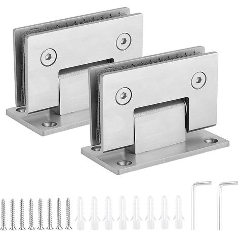 2 Pack Charnières Porte Verre, Charniere Inox Porte de Douche à 90 Degrés (1/5)