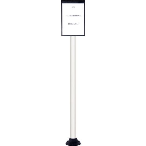 Poteau aluminium blanc grande hauteur sur socle fixe avec support d'information - 2030199