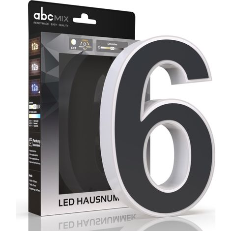 LED Hausnummer 6 inkl. Anthrazit-Cover - CCT 12V 2700K/4000K/6500K (1/5)