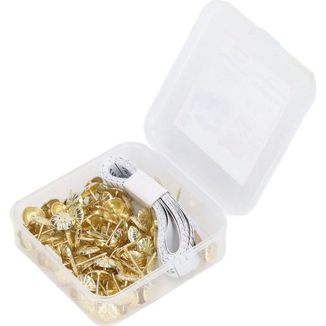 Kit de 100 clous décoratifs à tête en acier au carbone pour la confection de meubles, couleur or.